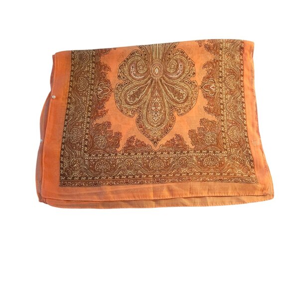 Sheer Paisley Scarf Pearl Buttons Cottage Core Elegance Boho Chic Pattern core - Picture 7 of 11